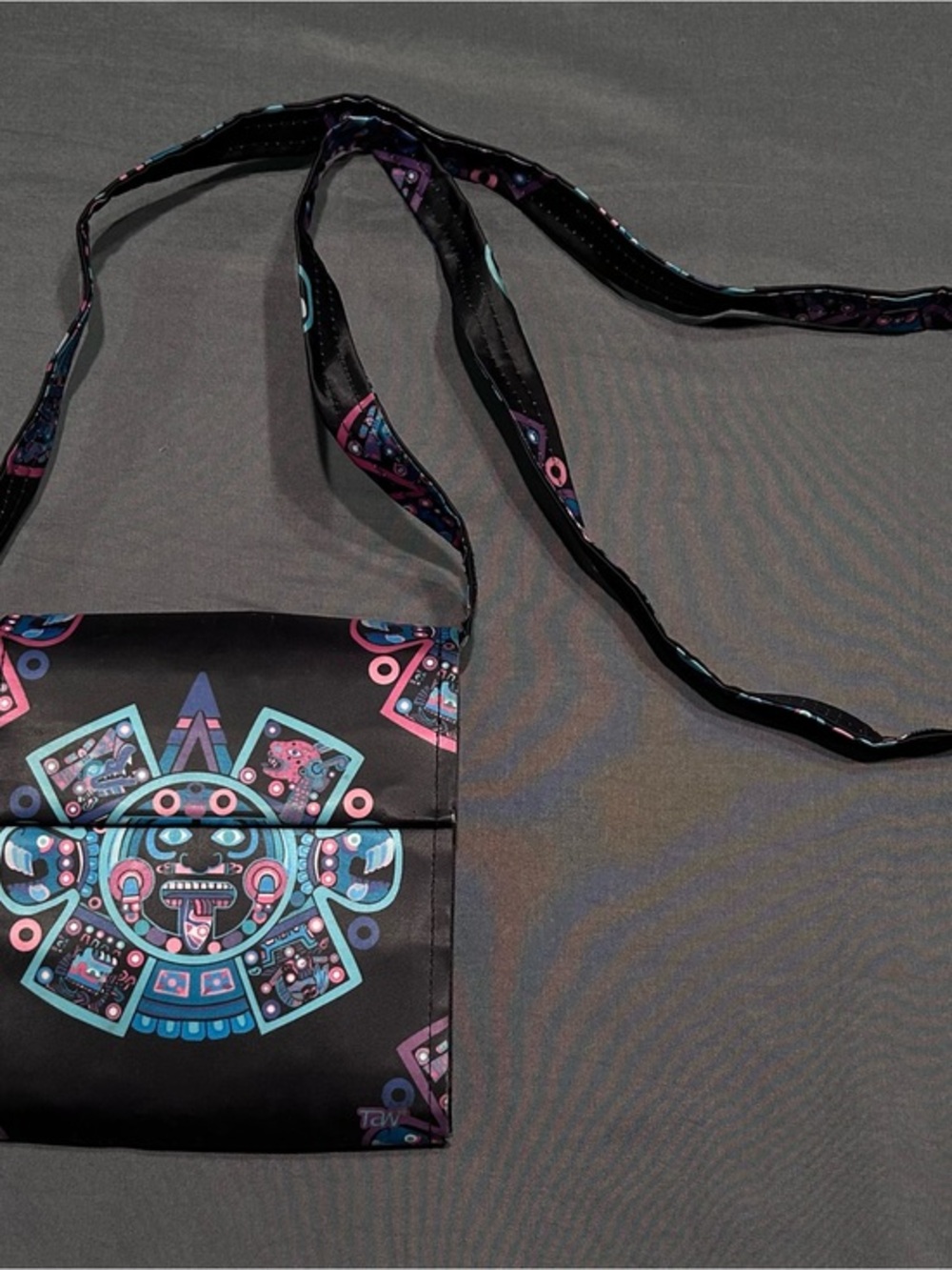 Taw Aztec Sun God Black Crossbody Bag